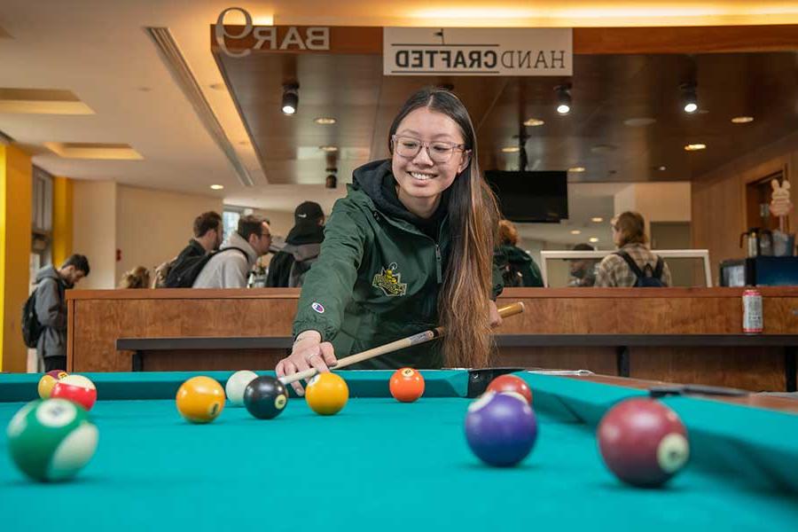 Student playing pool